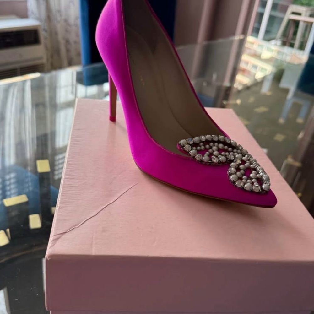Sophia Webster Fuchsia Heels with Crystal Details